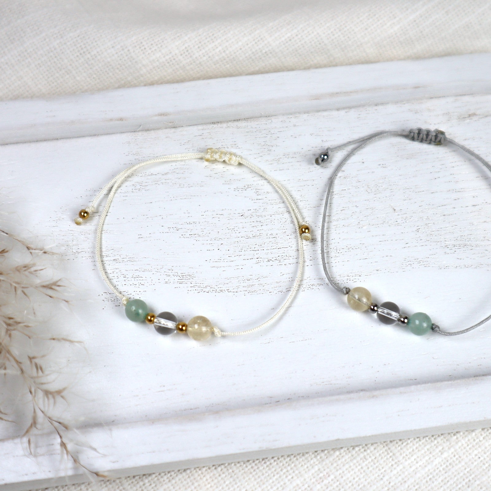 Natursteinarmband „Glücksbringer“ – mit Aventurin, Bergkristall & Citrin