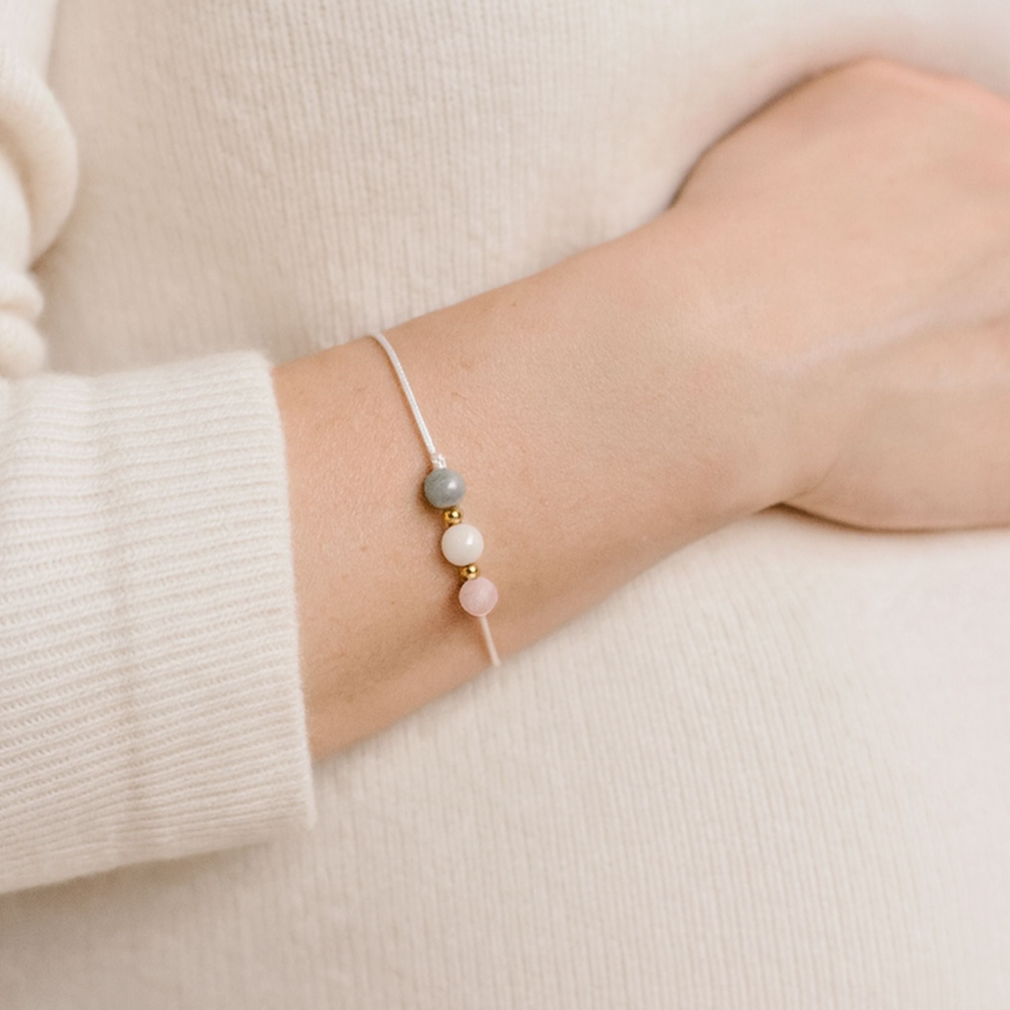 Naturstein-Armband „Mama to be“ – mit Achat, Mondstein & Rosenquarz