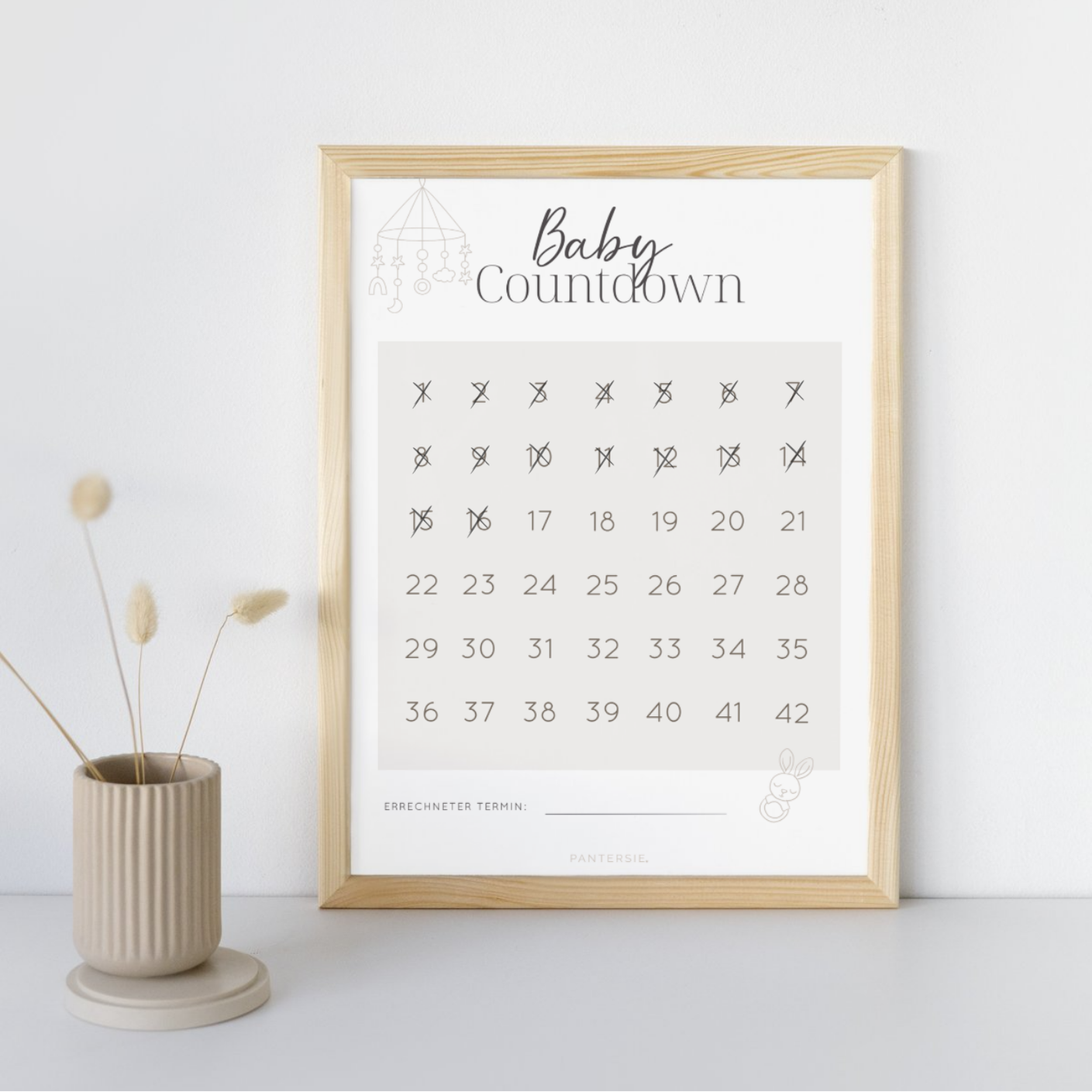 Baby Countdown Poster | Schwangerschaftskalender zum Abhaken | A4 Download