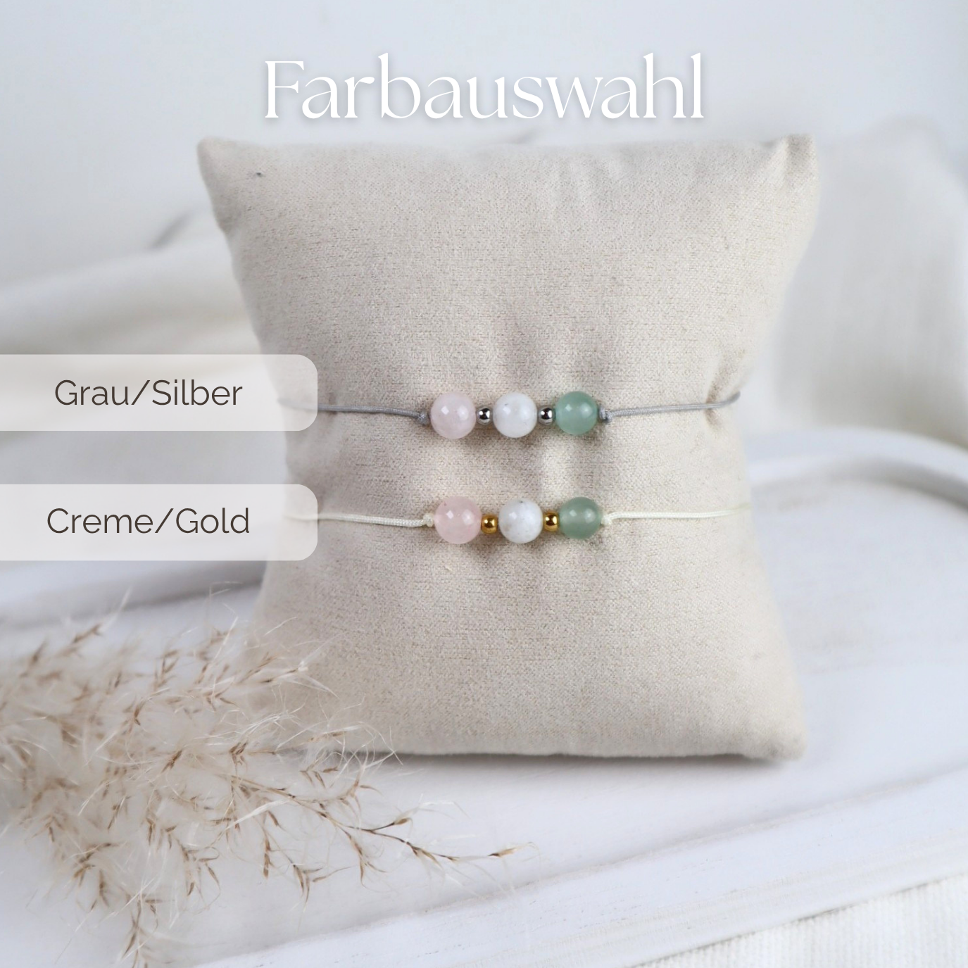 Kinderwunsch Armband aus Edelsteinen | Rosenquarz, Mondstein & Aventurin
