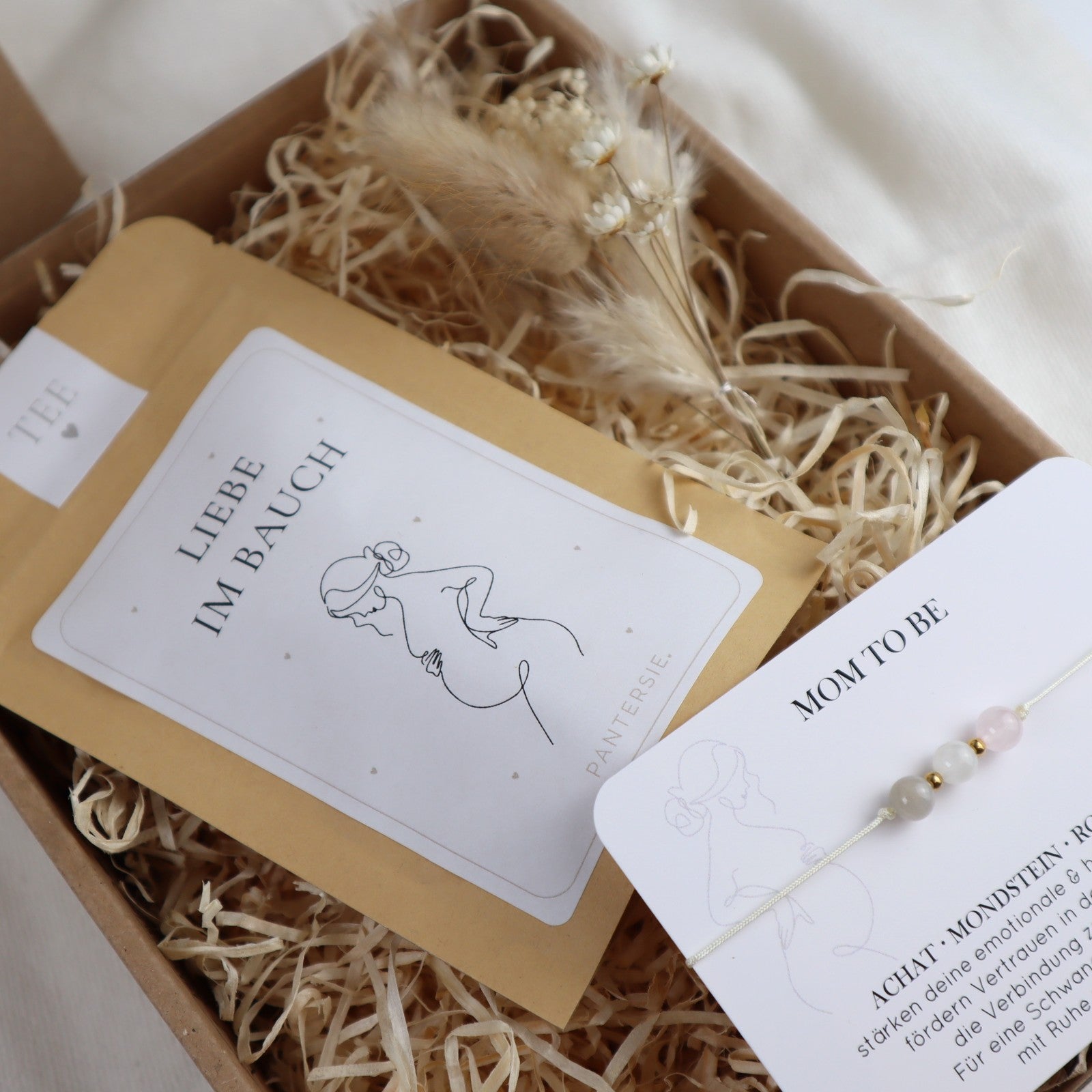 Mom to be Geschenkbox – Liebe im Bauch & Natursteinarmband