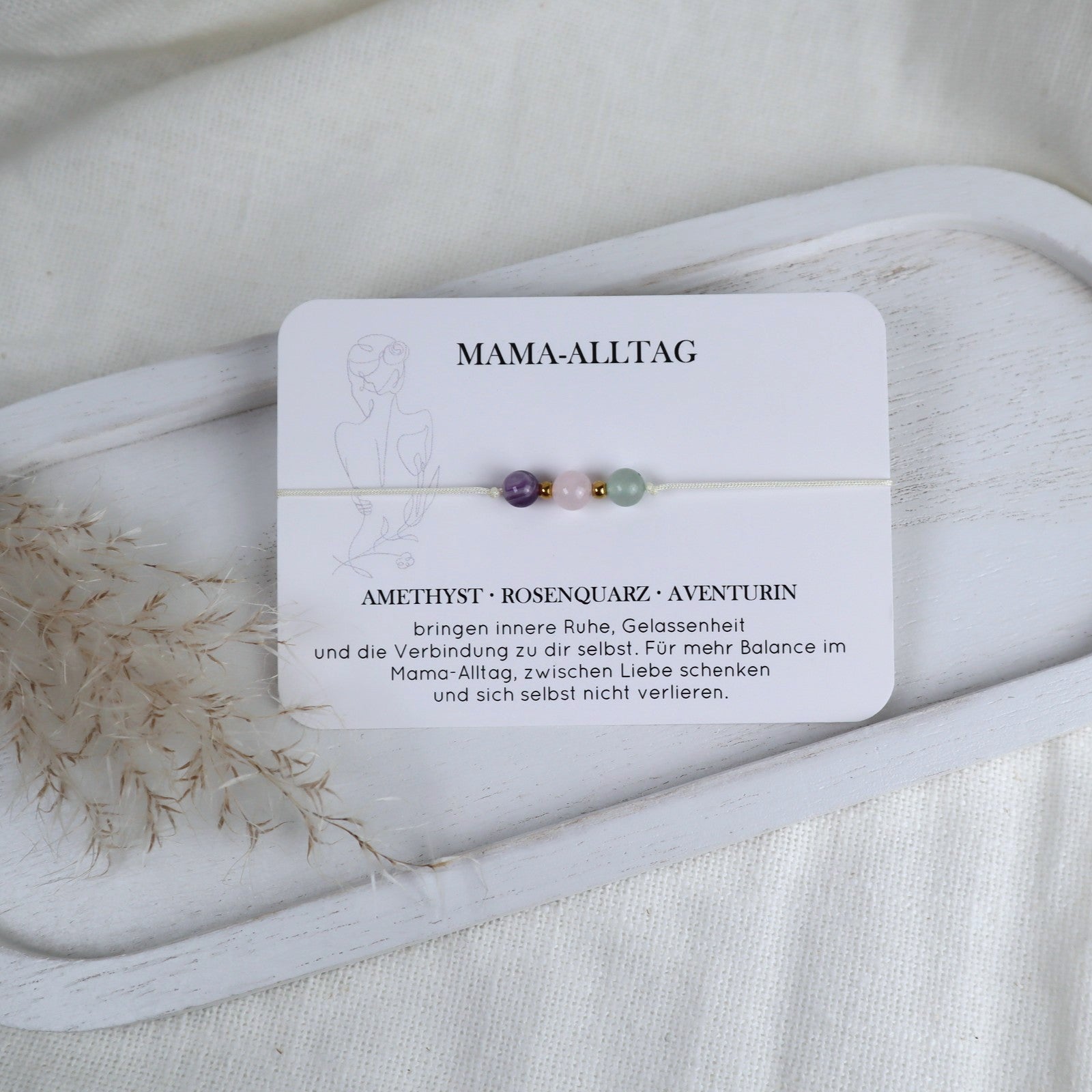 Natursteinarmband „Mama-Alltag“ – mit Amethyst, Rosenquarz& Aventurin