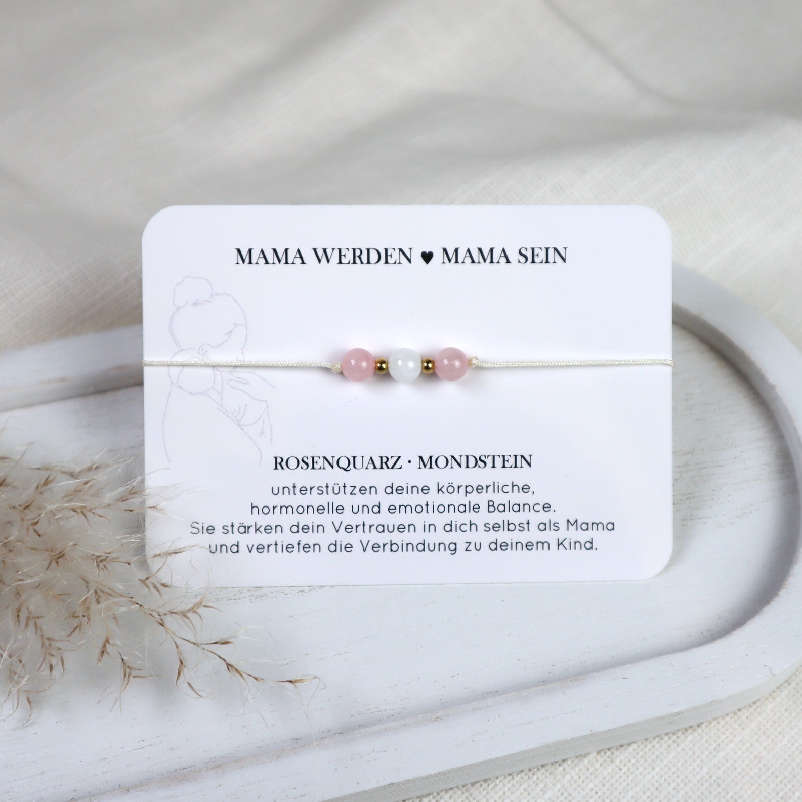 Natursteinarmband „Mama werden - Mama sein“ | Für frischgebackene Mamas