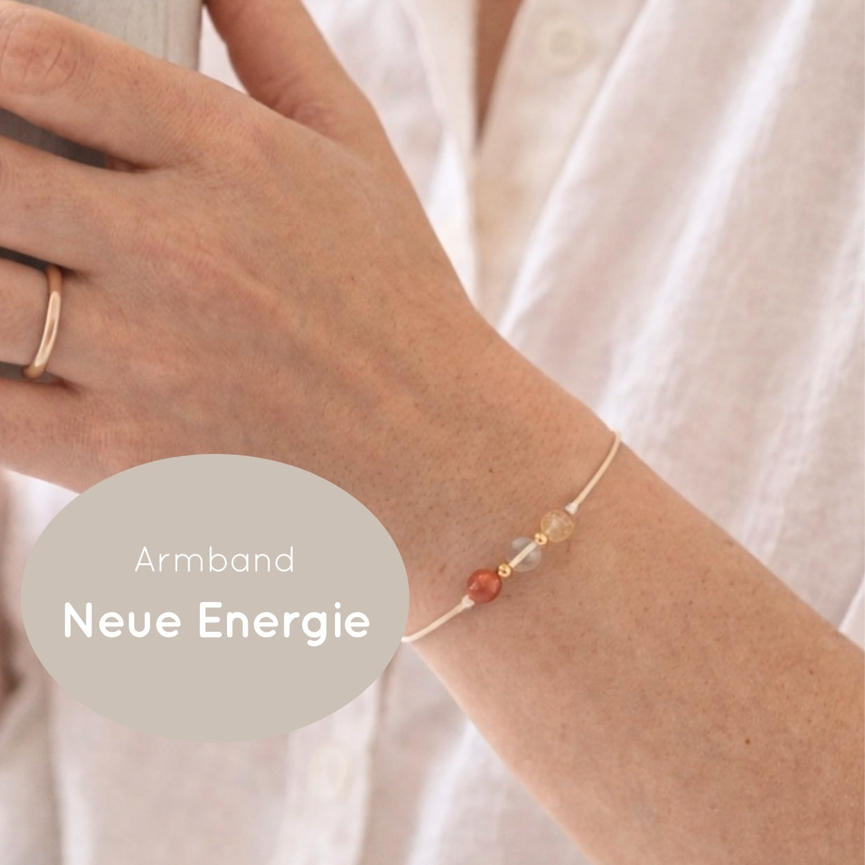 Natursteinarmband „Neue Energie“ – mit Karneol, Bergkristall & Citrin