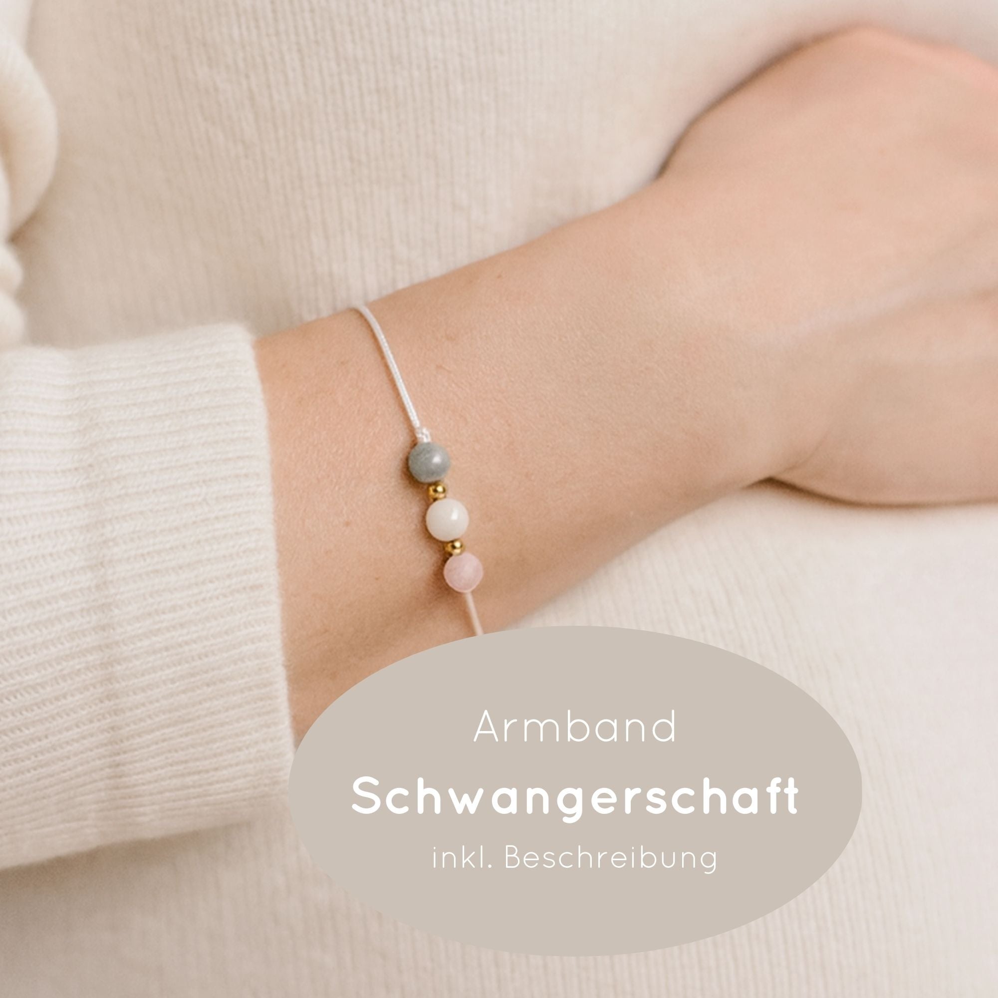 Natursteinarmband „Mom to be“ – mit Achat, Mondstein & Rosenquarz