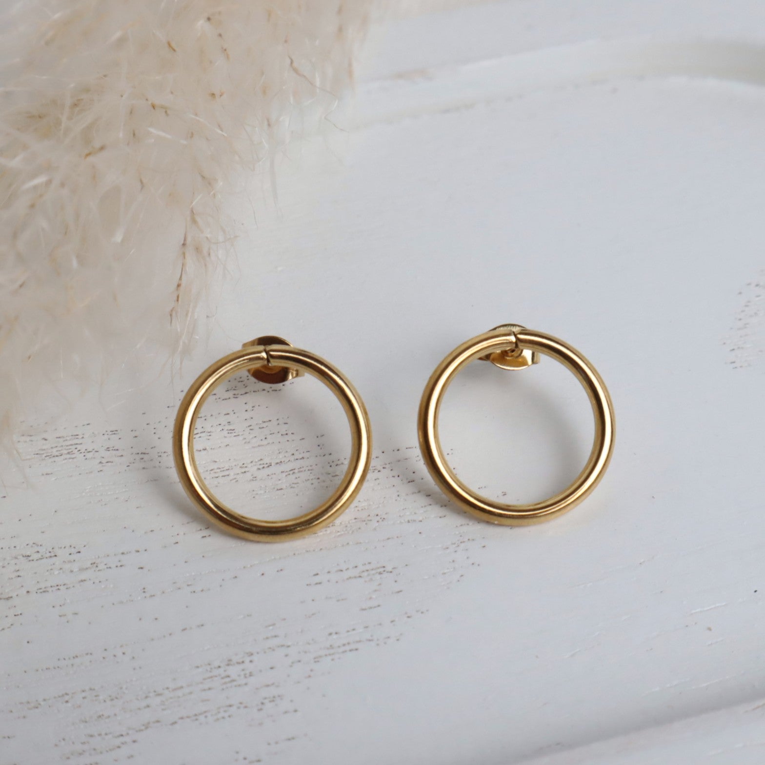 Ohrstecker aus Edelstahl – 18 mm rund, Gold