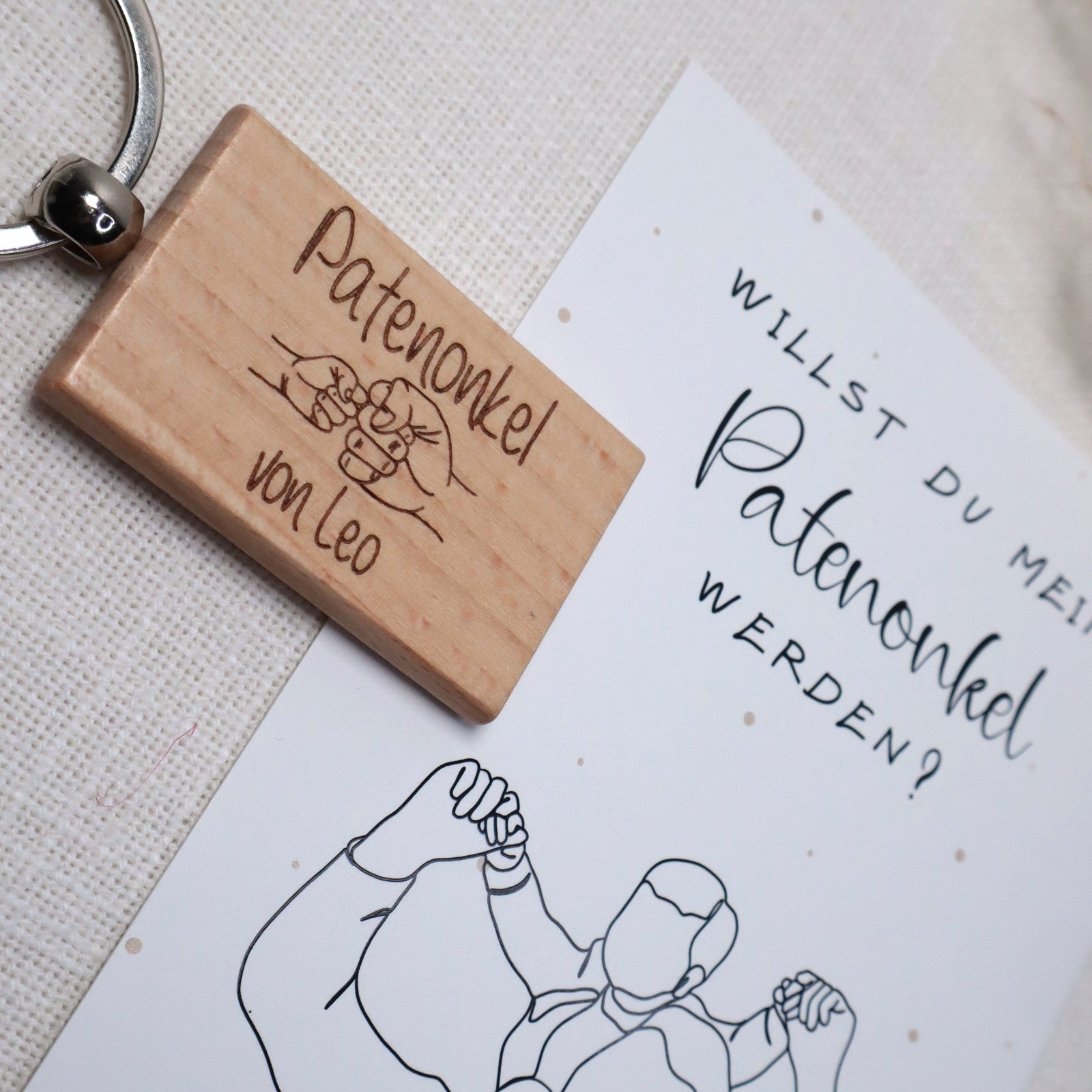 Geschenkbox Patenonkel - mit Schlüsselanhänger - Willst du mein Patenonkel werden