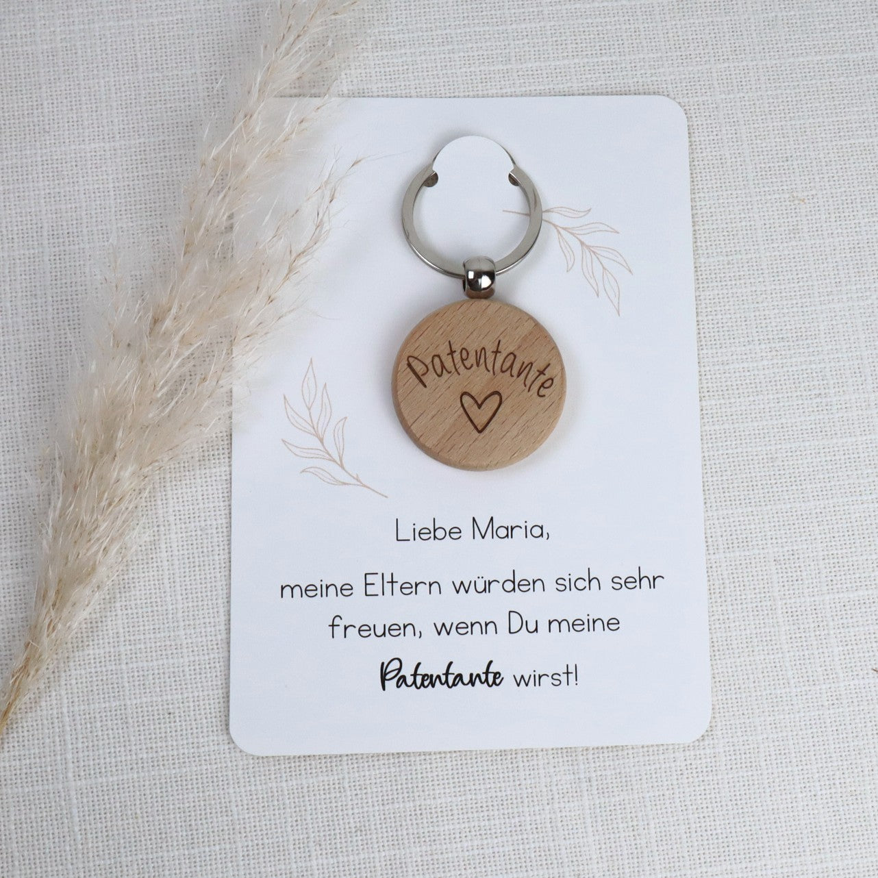 Personalisierter Schlüsselanhänger mit Karte - Patentante / Patenonkel