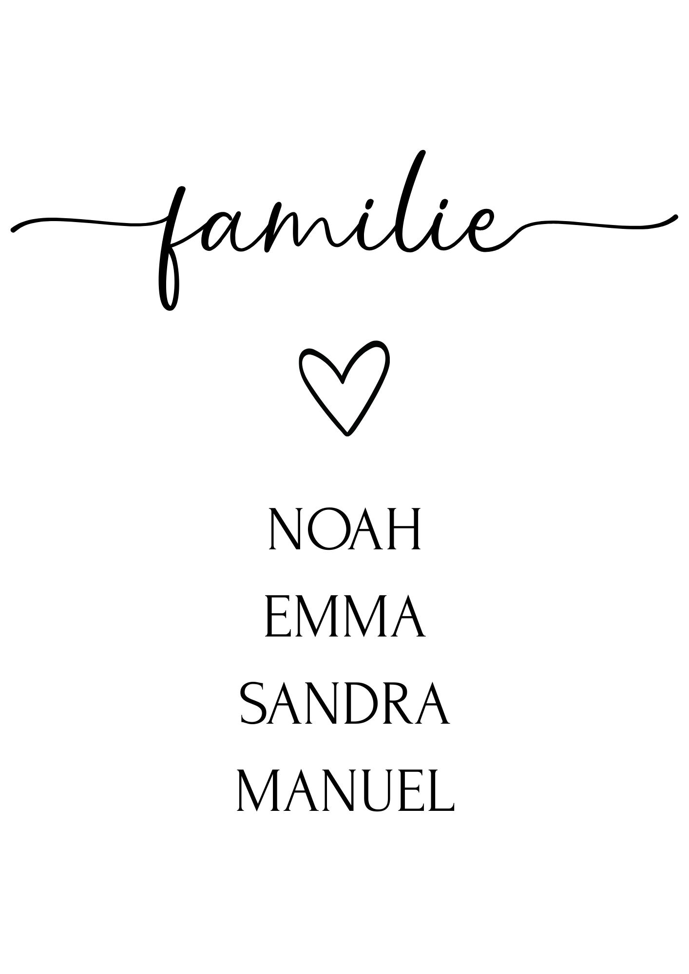 Personalisiertes Familienposter – Poster Namen Familie (DIN A4) | Wandbild Geschenk für Zuhause