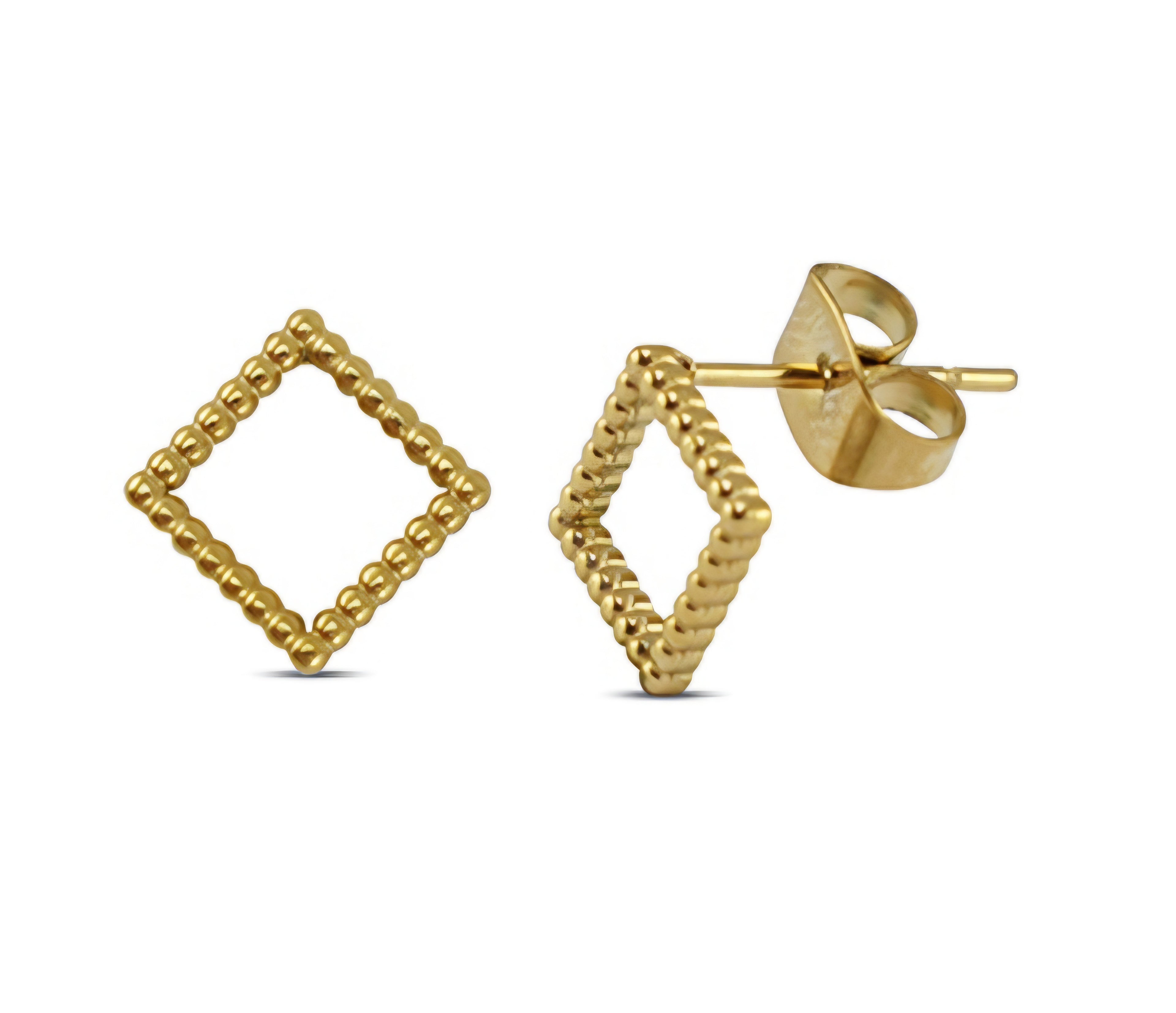Ohrstecker Rhombus – Edelstahl in Gold oder Silber, 9 mm