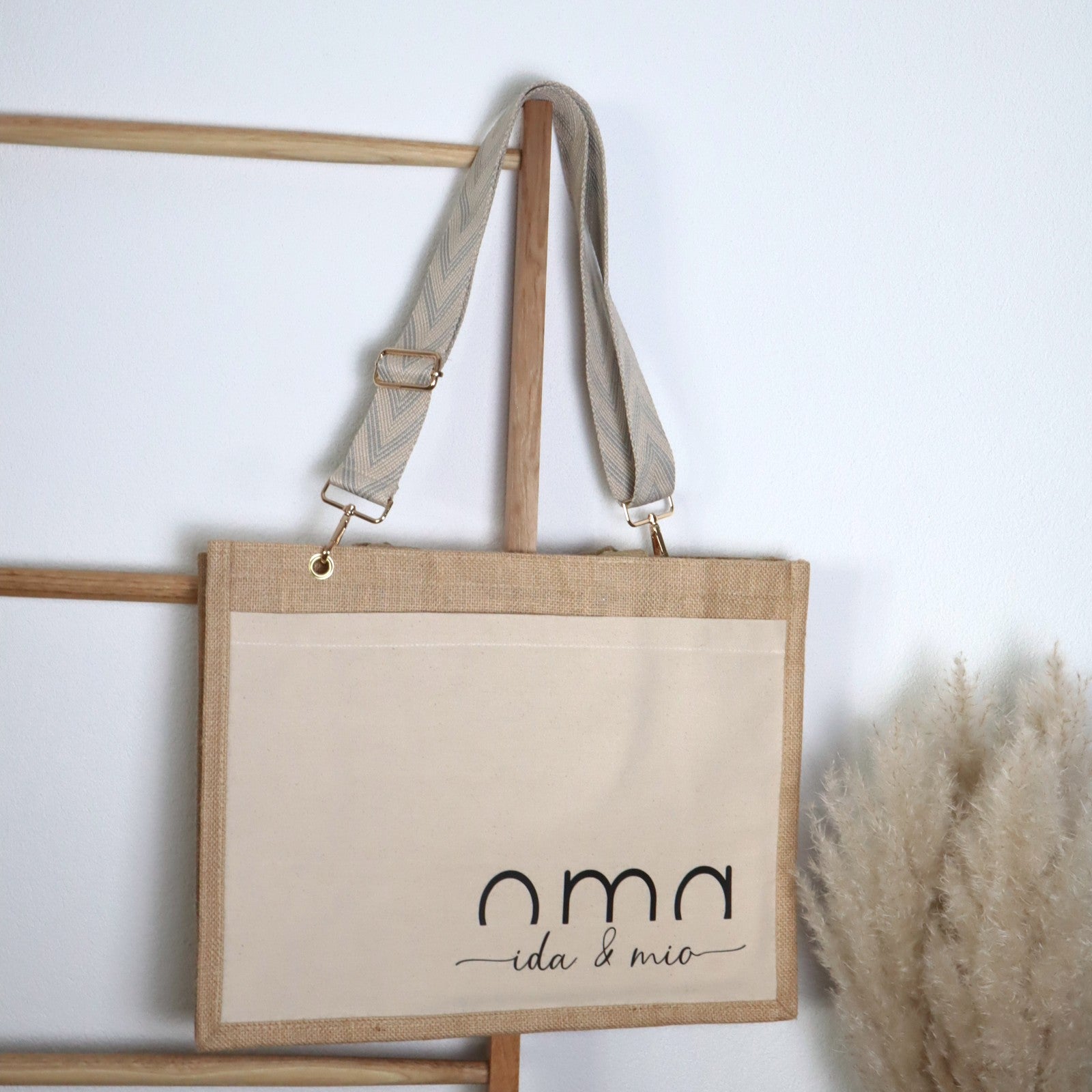 Jutetasche „Oma & Enkelkinder“ – personalisiert mit Namen | Geschenkidee für die beste Oma