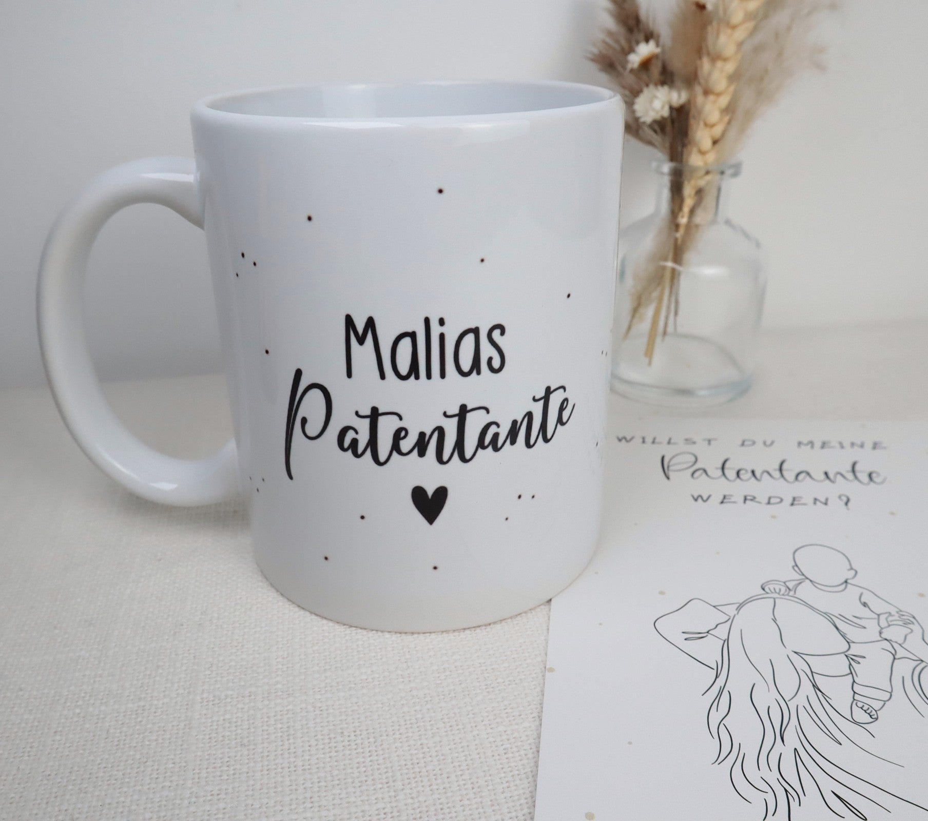 Tasse Patentante / Patenonkel – personalisiert mit Name | Geschenk zur Patenschaft