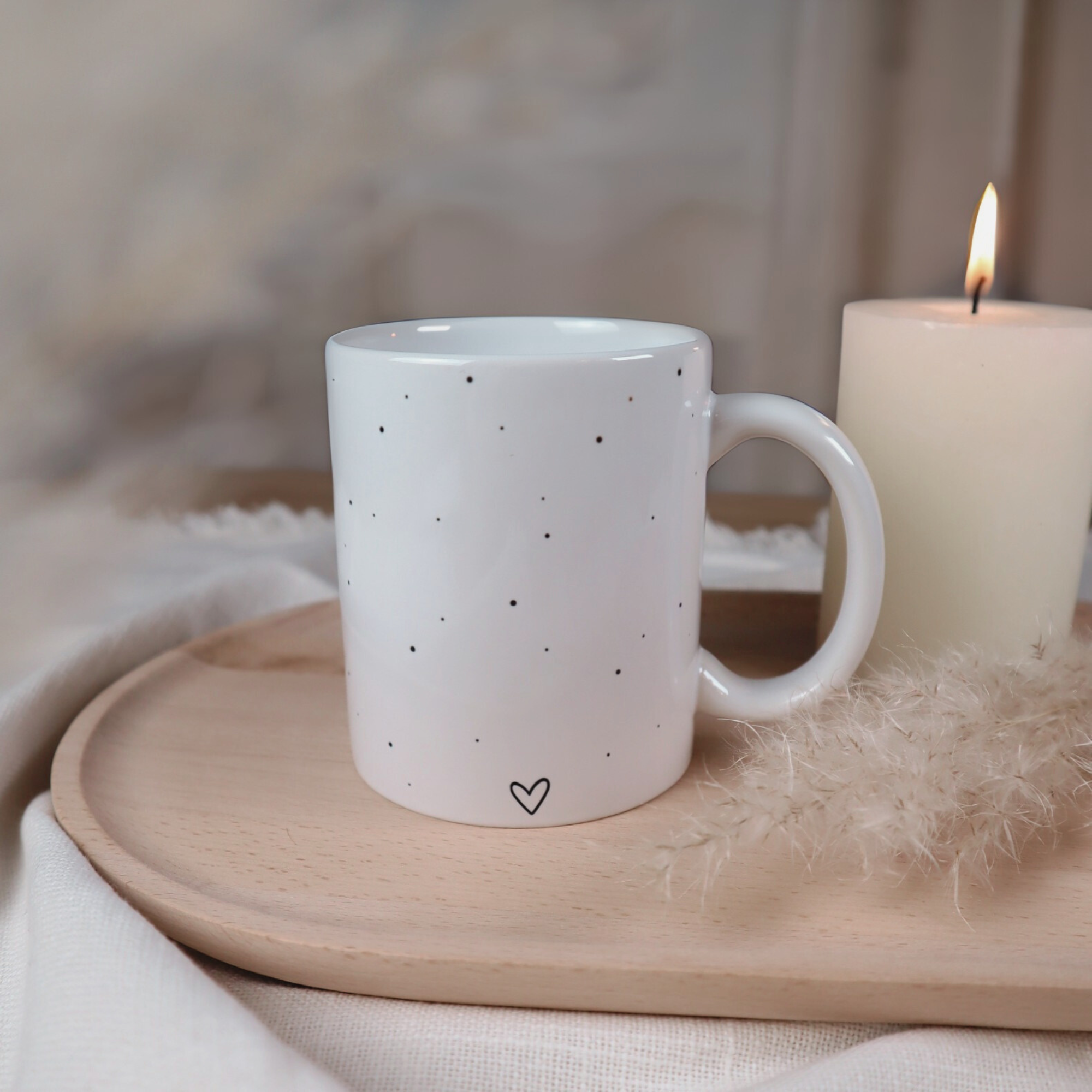Geschenkset „Mom“ mit Namen – Tasse mit Bio-Tee, Kerze & Trockenblumen für Mamas