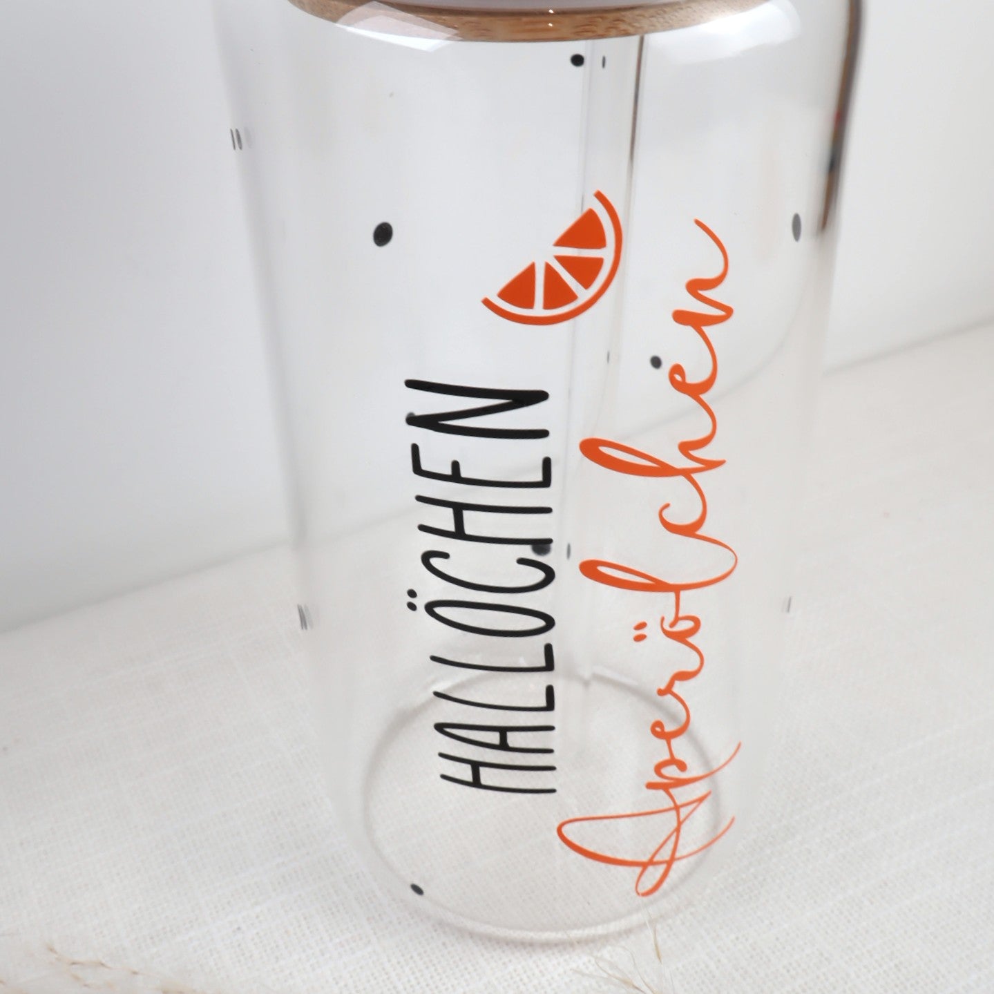 Trinkglas – „Hallöchen Aperölchen“ - Glas oder Kunststoffbecher personalisierbar