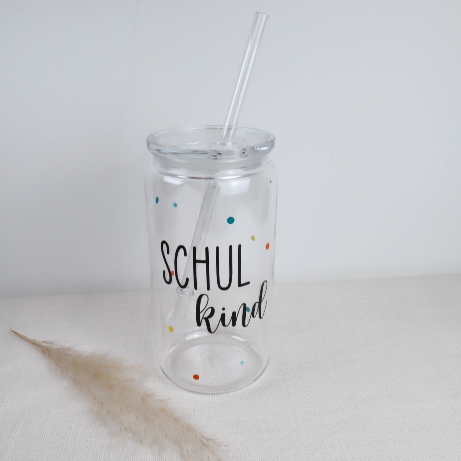 Kinder-Trinkglas mit Name – Konfetti-Design | personalisiert