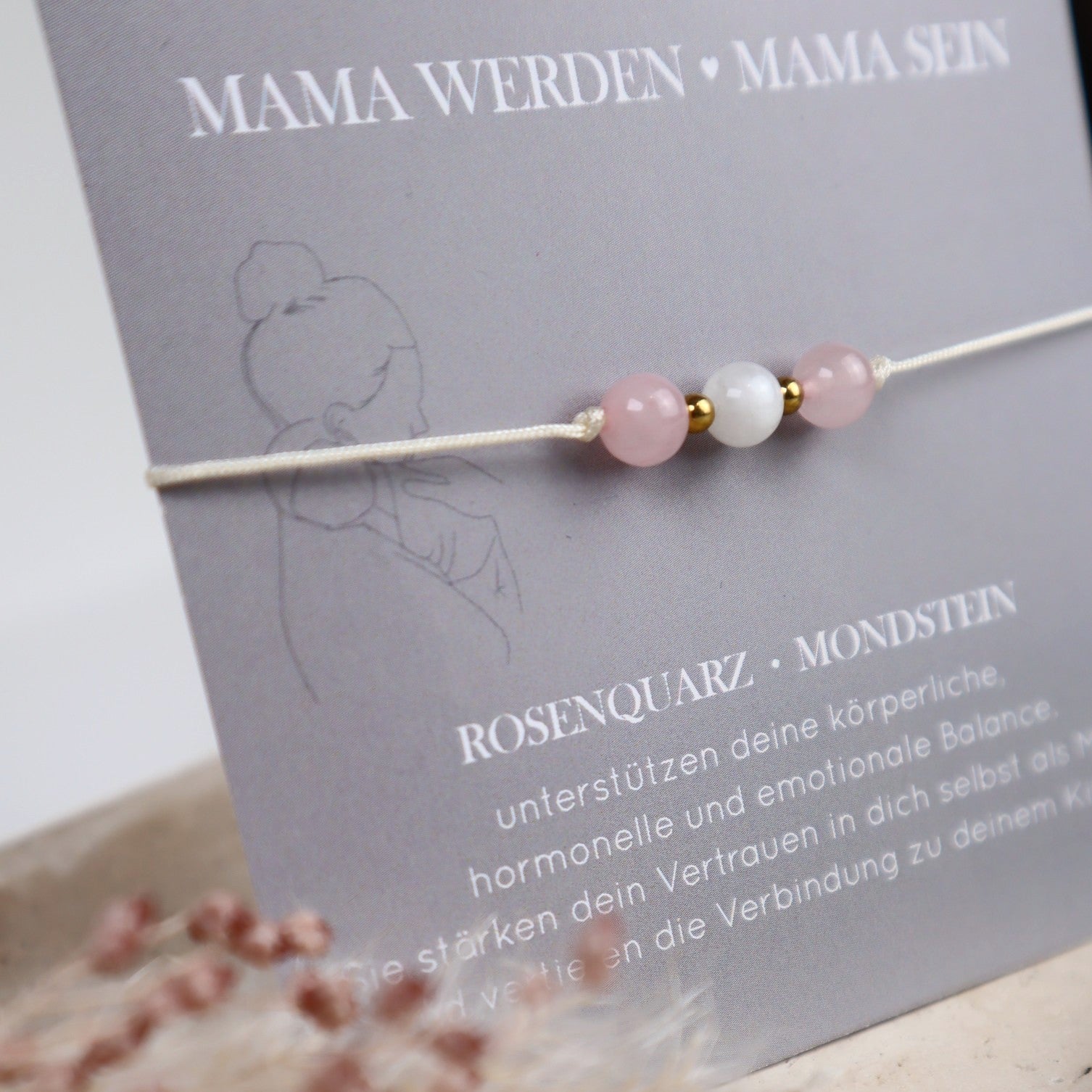 Natursteinarmband „Mama werden - Mama sein“ | Für frischgebackene Mamas
