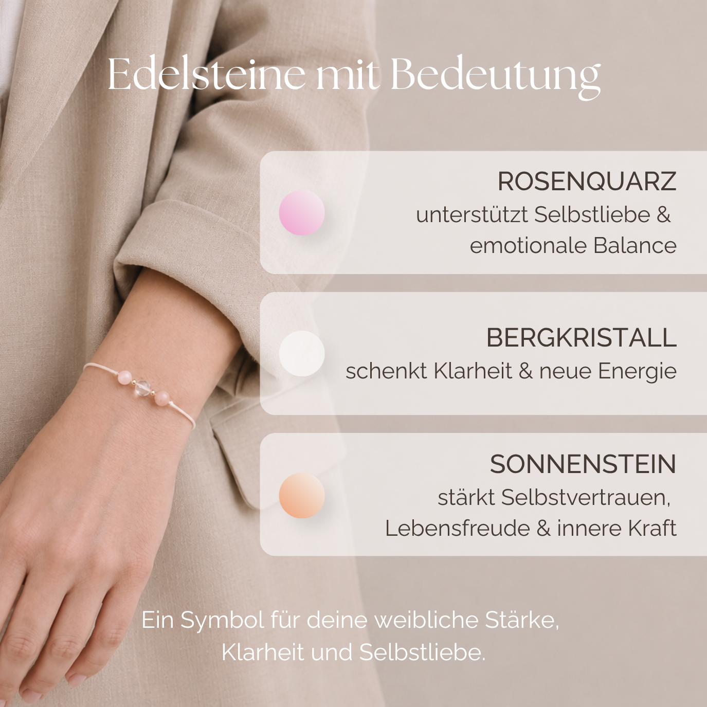 Powerfrau Geschenkbox mit Tee, Edelstein-Armband & Karte für Frauen