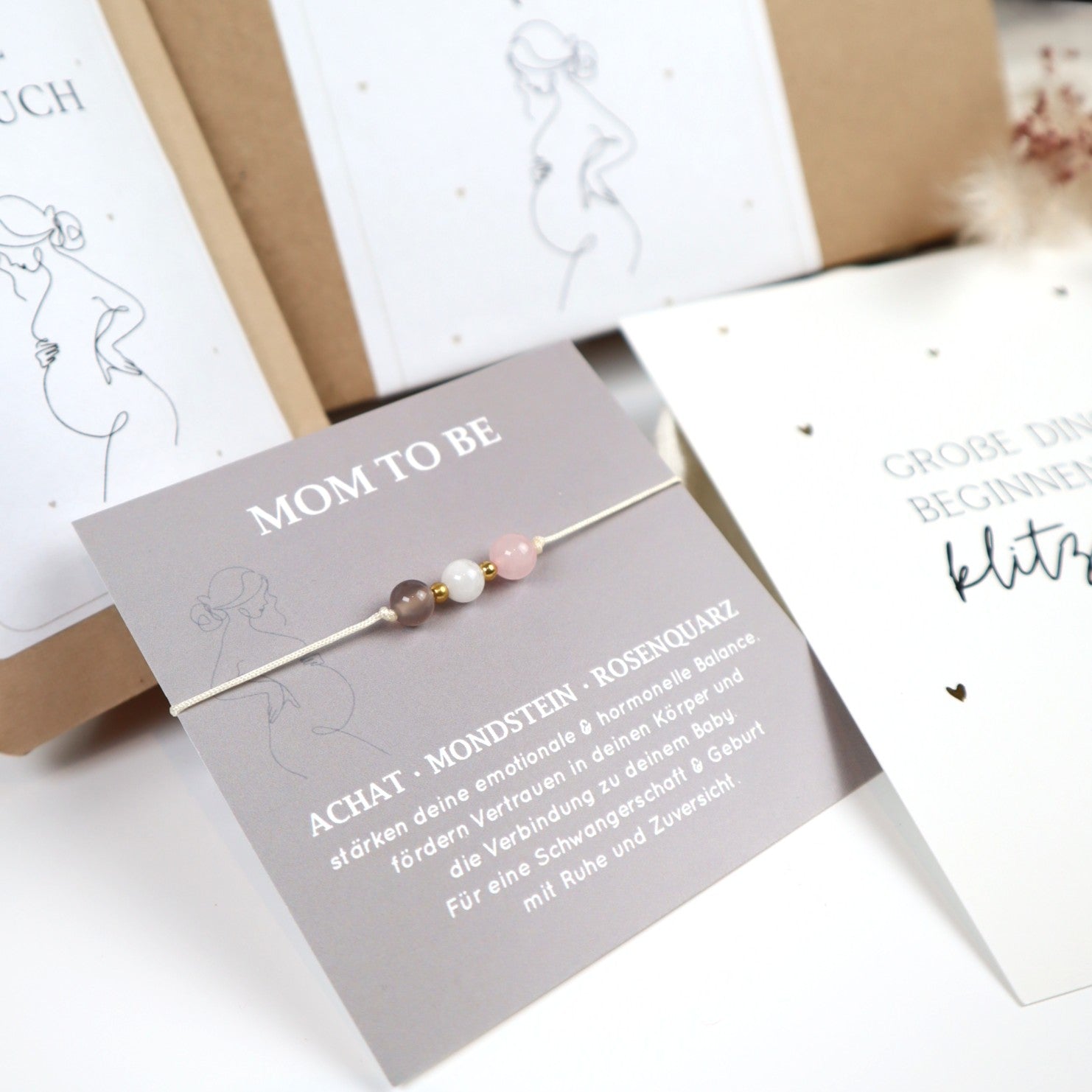 Mom to be Geschenkbox – Liebe im Bauch & Natursteinarmband