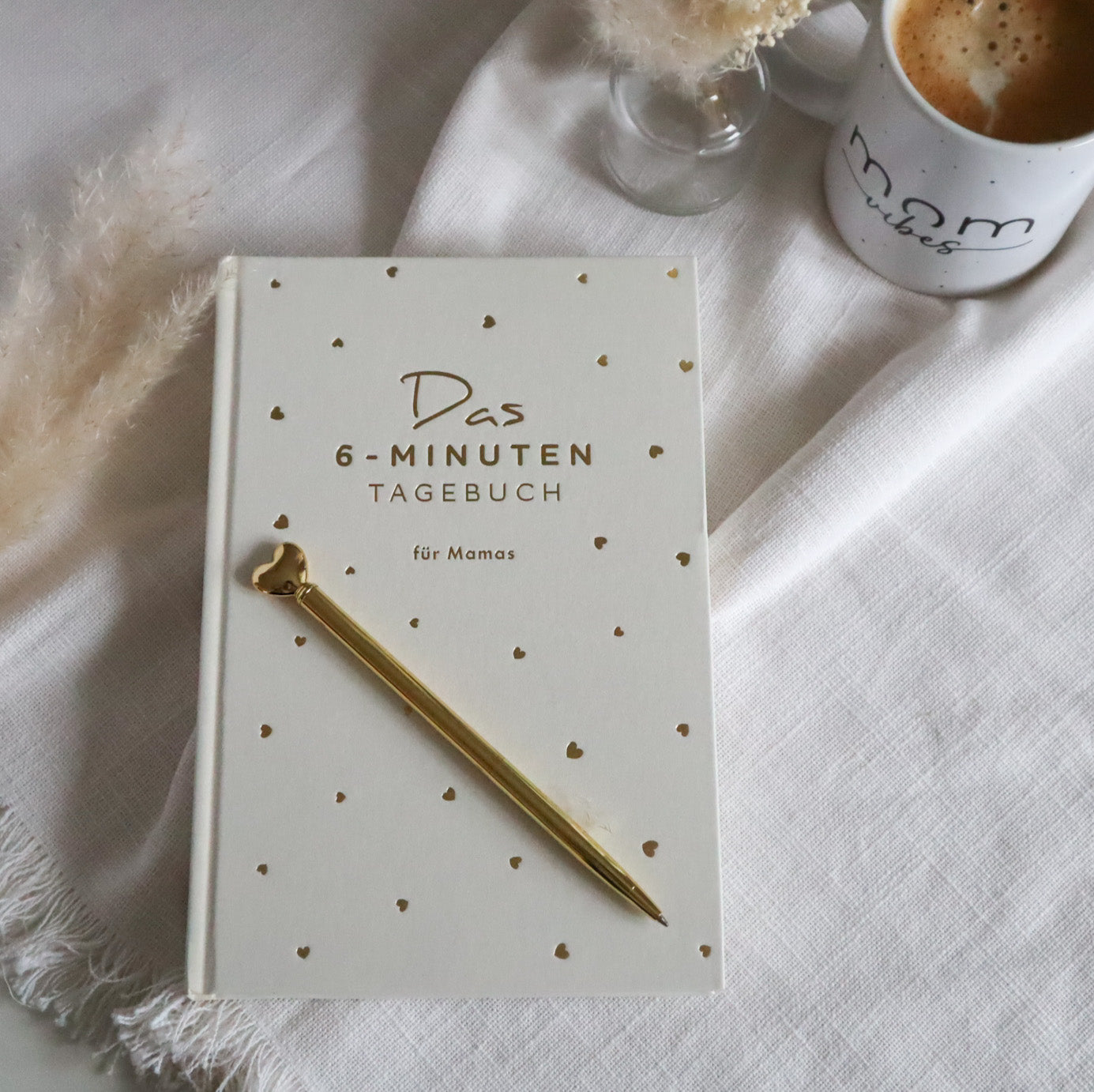 Geschenk-Set für Mamas | Achtsamkeit &amp; Selfcare | 6-Minuten-Tagebuch mit Tasche &amp; Herzstift