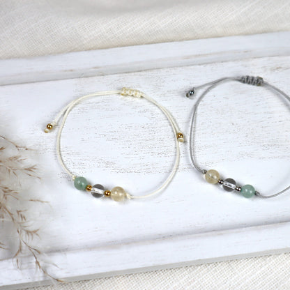 Natursteinarmband „Glücksbringer“ – mit Aventurin, Bergkristall &amp; Citrin