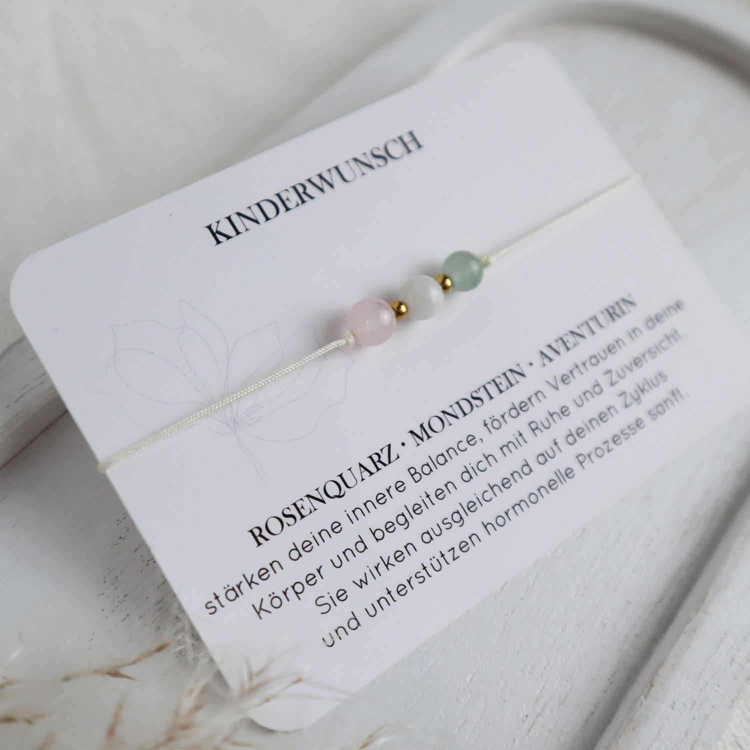 Natursteinarmband „Kinderwunsch“ – mit Rosenquarz, Mondstein &amp; Aventurin