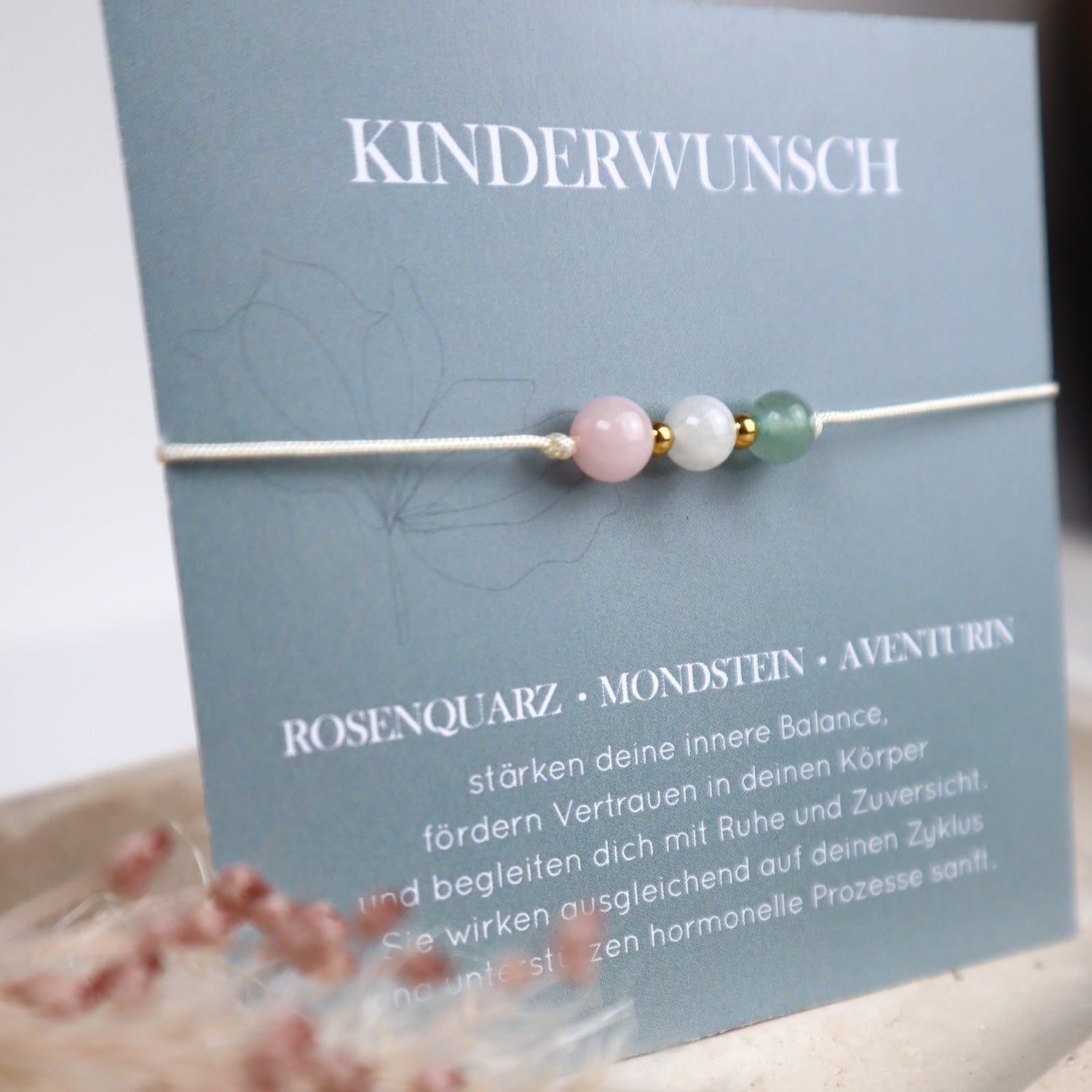 Natursteinarmband „Kinderwunsch“ – mit Rosenquarz, Mondstein &amp; Aventurin