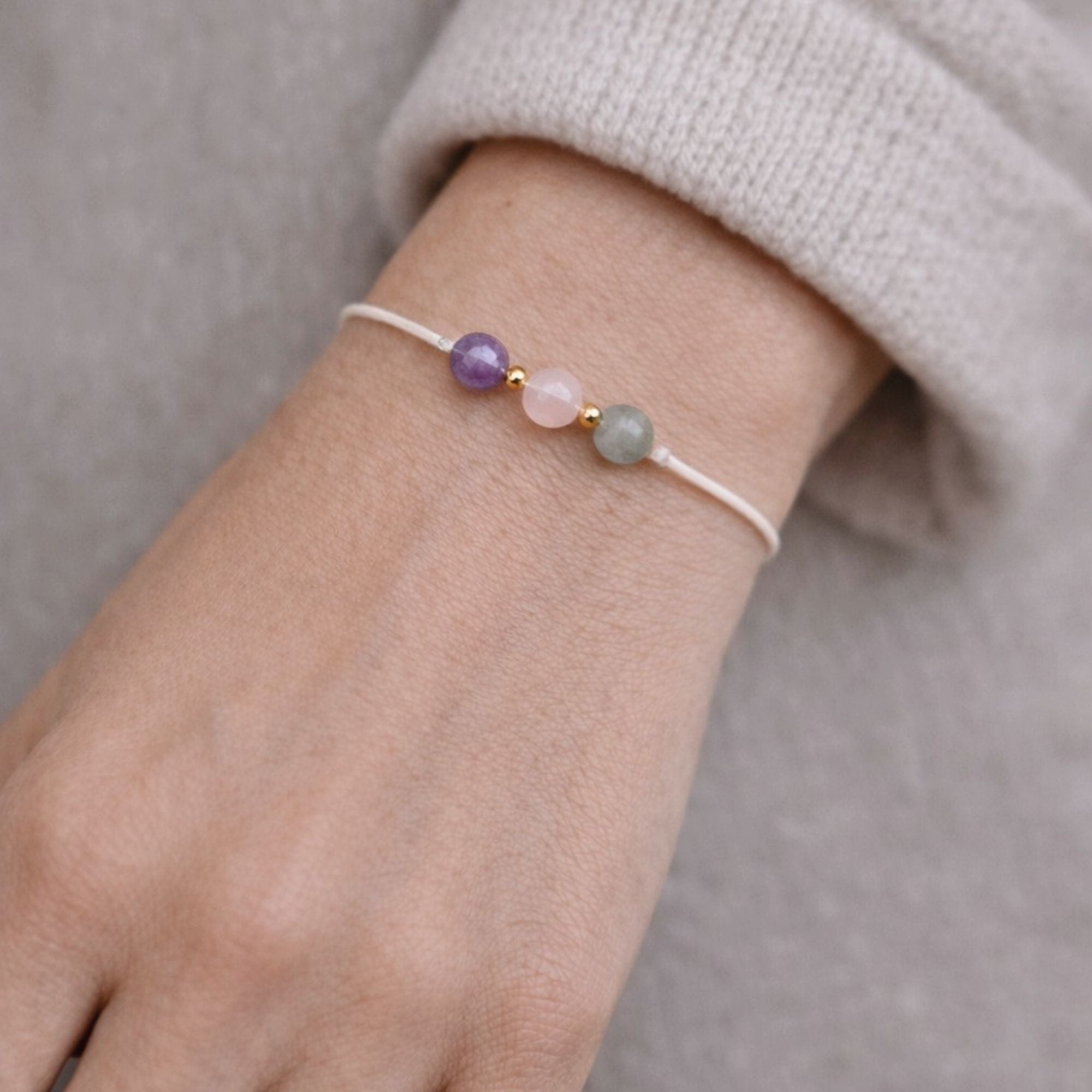 Natursteinarmband „Mama-Alltag“ – mit Amethyst, Rosenquarz&amp; Aventurin