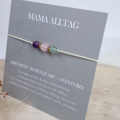 Natursteinarmband „Mama-Alltag“ – mit Amethyst, Rosenquarz&amp; Aventurin