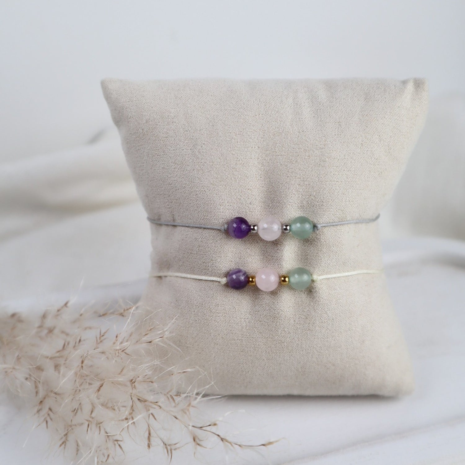 Natursteinarmband „Mama-Alltag“ – mit Amethyst, Rosenquarz&amp; Aventurin
