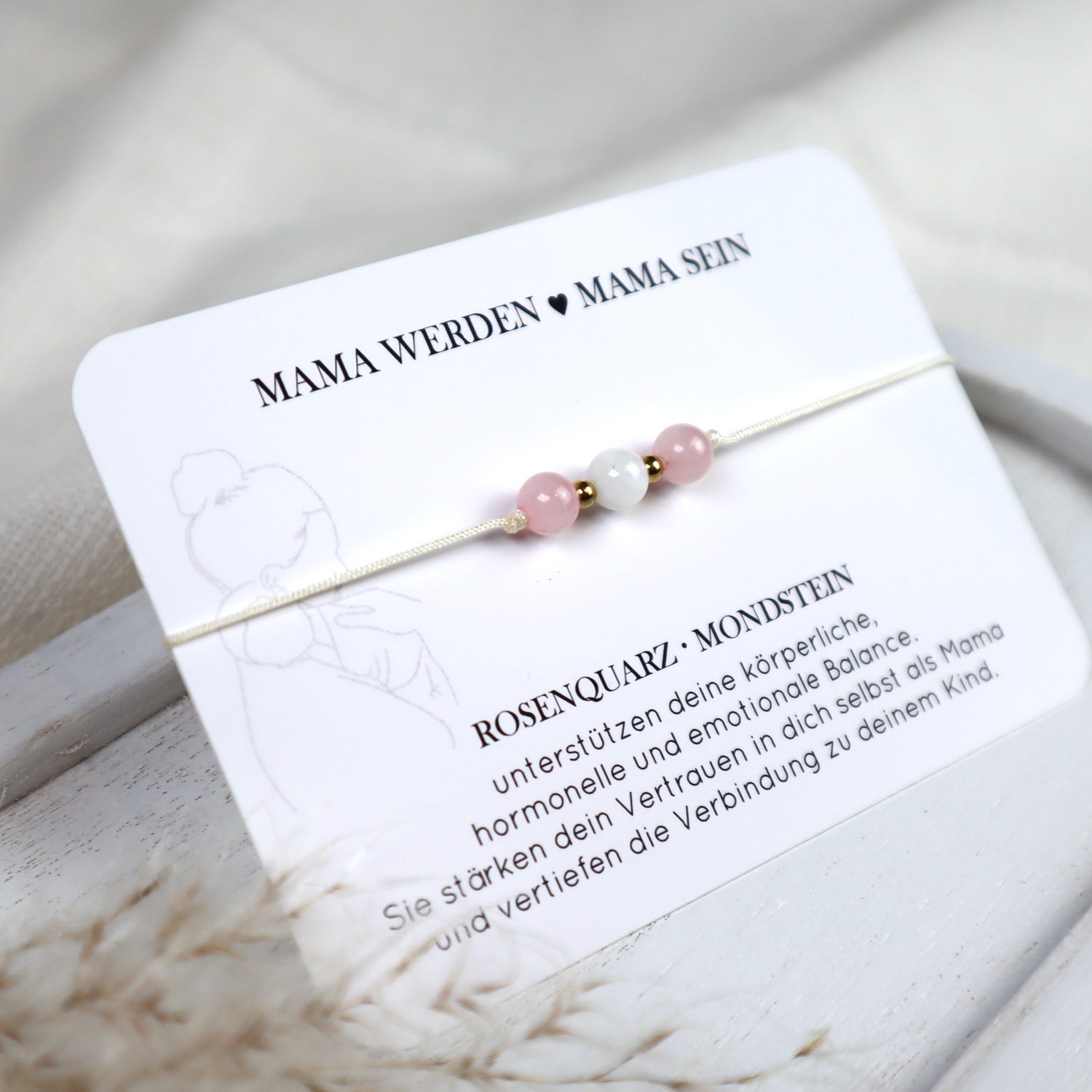 Natursteinarmband „Mama werden - Mama sein“ | Für frischgebackene Mamas