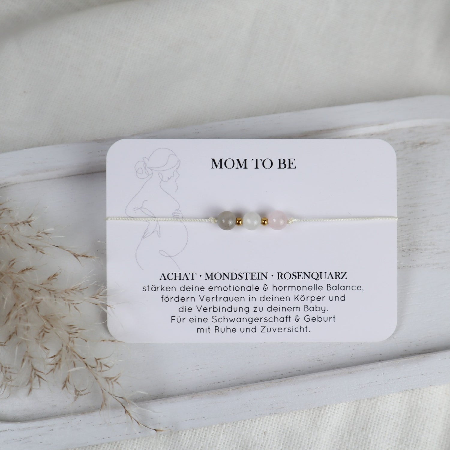 Mom to be Geschenkbox – Liebe im Bauch &amp; Natursteinarmband