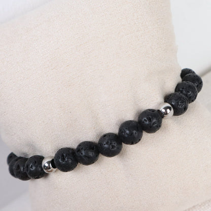 Armband aus Lavastein mit Edelstahlperlen
