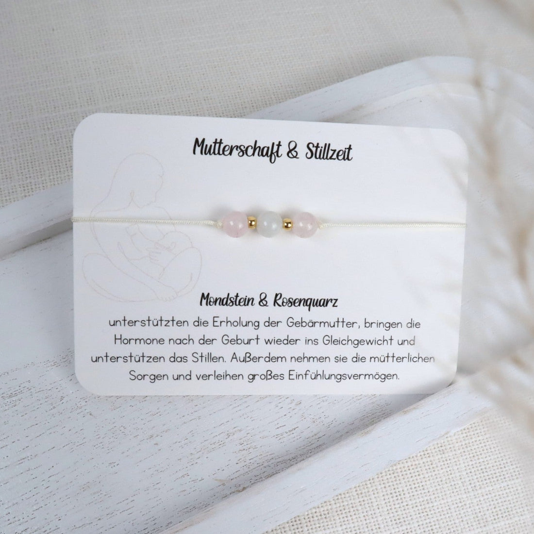 Natursteinarmband „Mutterschaft &amp; Stillzeit“ – mit Mondstein &amp; Rosenquarz