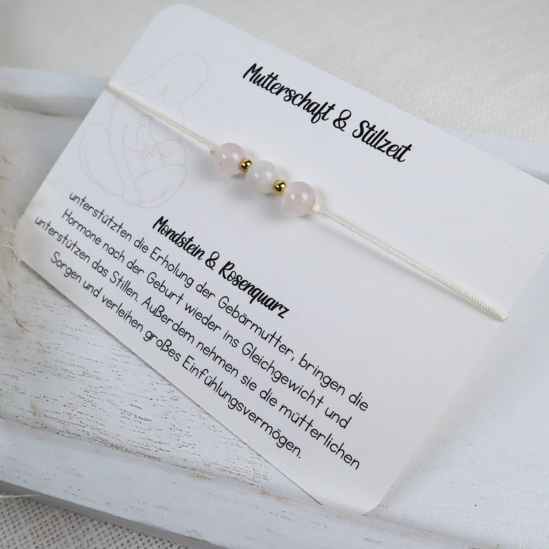 Natursteinarmband „Mutterschaft &amp; Stillzeit“ – mit Mondstein &amp; Rosenquarz