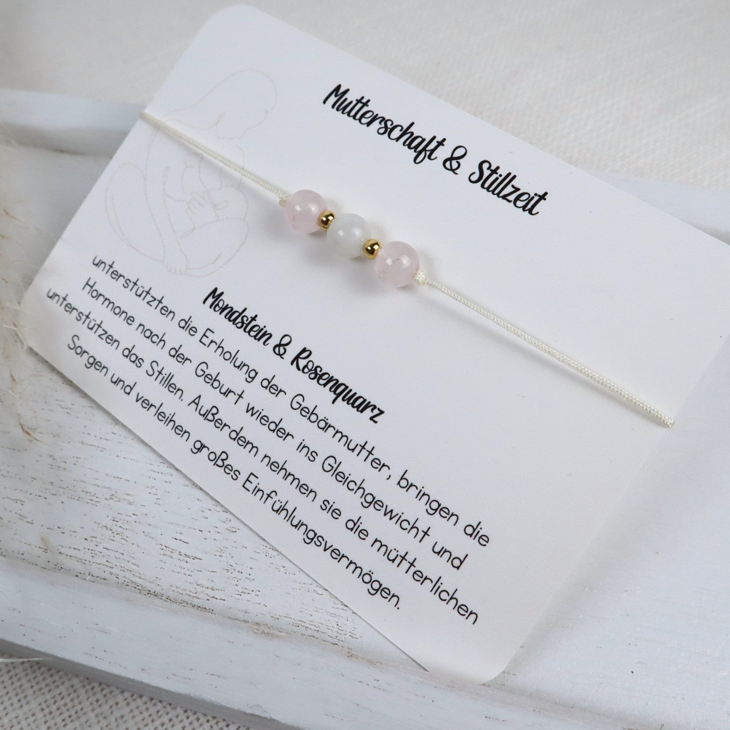 Natursteinarmband „Mutterschaft &amp; Stillzeit“ – mit Mondstein &amp; Rosenquarz