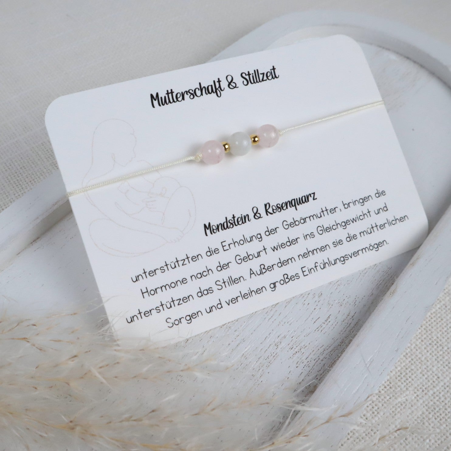 Natursteinarmband „Mutterschaft &amp; Stillzeit“ – mit Mondstein &amp; Rosenquarz