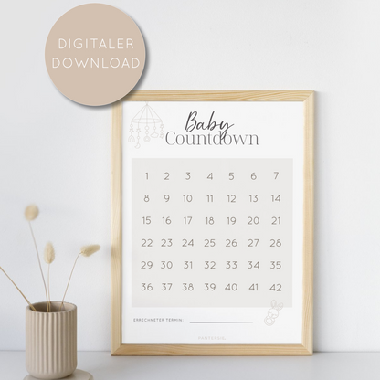 Baby Countdown Poster | Schwangerschaftskalender zum Abhaken | A4 Download