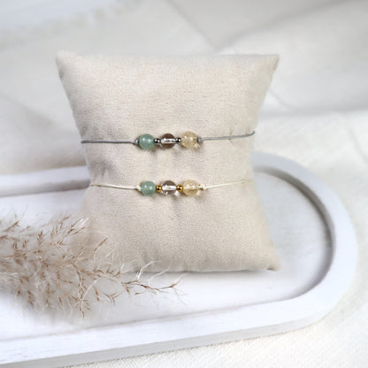 Natursteinarmband „Glücksbringer“ – mit Aventurin, Bergkristall &amp; Citrin