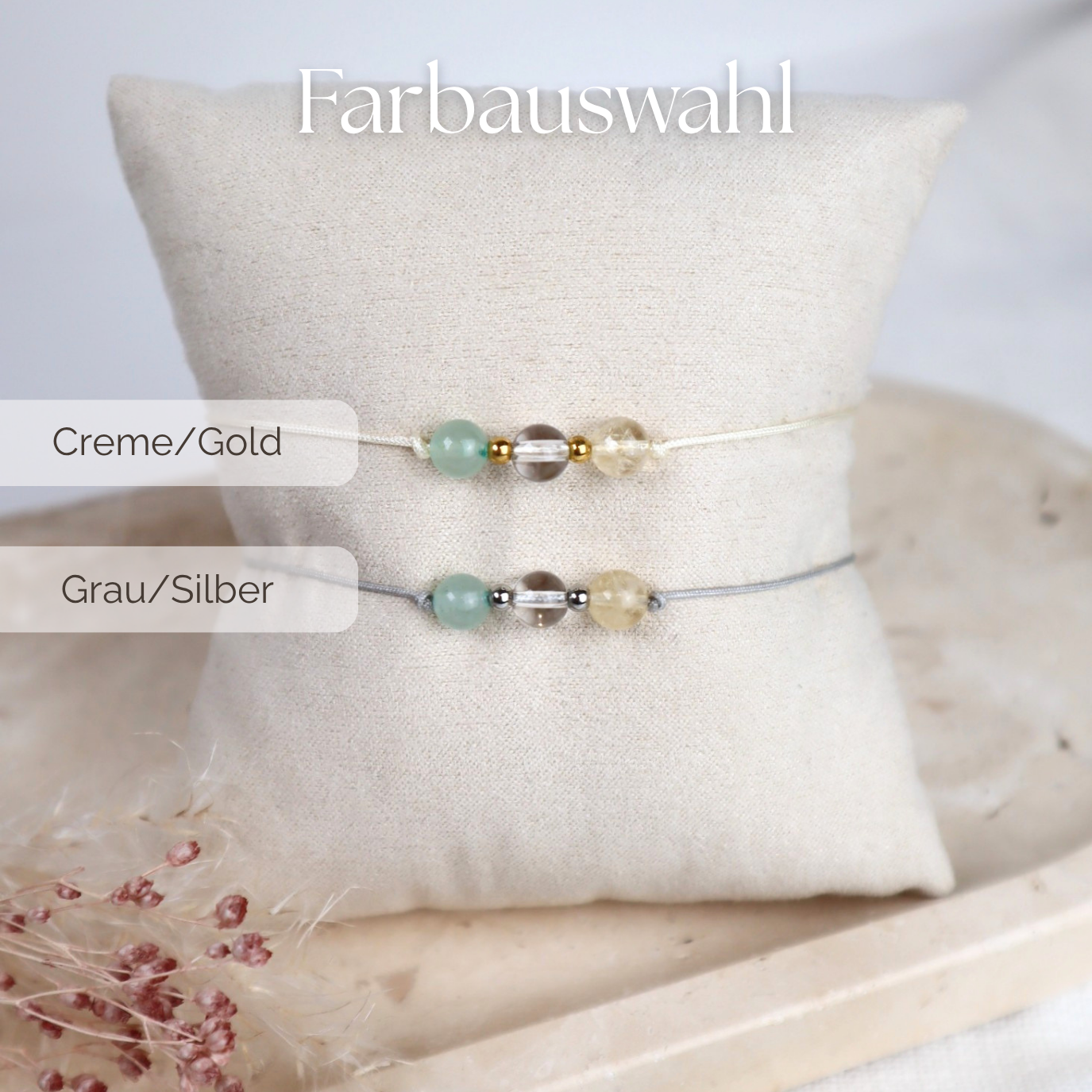 Glücksbringer Armband aus Edelsteinen | Aventurin, Bergkristall &amp; Citrin
