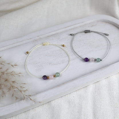 Natursteinarmband „Mama-Alltag“ – mit Amethyst, Rosenquarz&amp; Aventurin