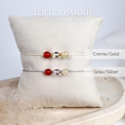 Energie Armband mit Edelsteinen| Karneol, Bergkristall &amp; Citrin "Neue Energie"