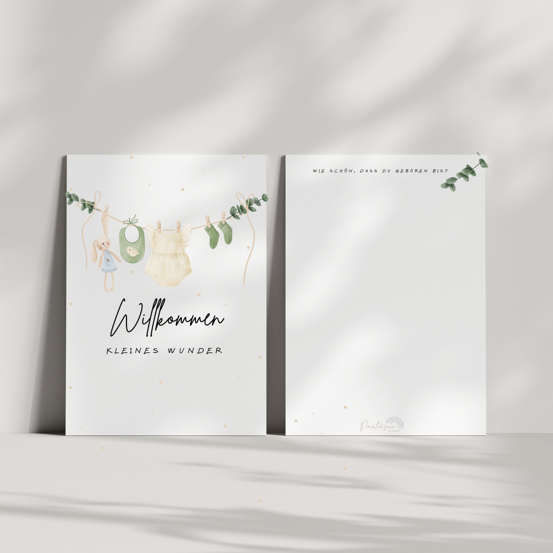 Postkarte „Willkommen kleines Wunder“ – personalisierbar