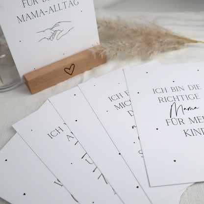 Affirmationskarten für Mamas mit personalisierbarem Kartenhalter | 20 positive Karten im A6-Format