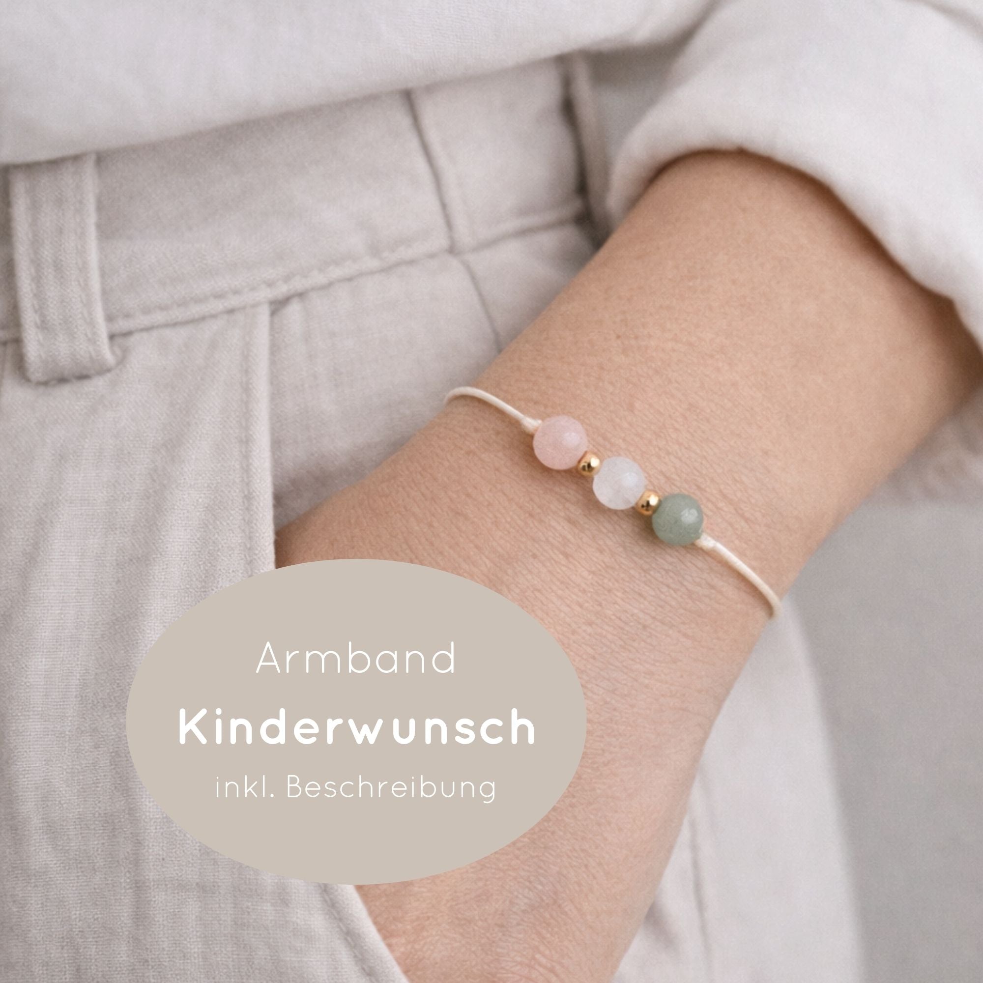 Natursteinarmband „Kinderwunsch“ – mit Rosenquarz, Mondstein &amp; Aventurin