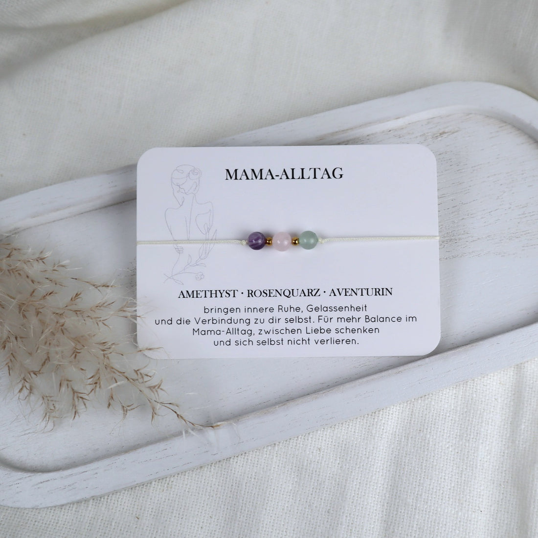 Natursteinarmband „Mama-Alltag“ – mit Amethyst, Rosenquarz&amp; Aventurin