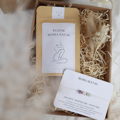 Mama-Alltag Geschenkbox | Kleine Mama Pause &amp; Natursteinarmband