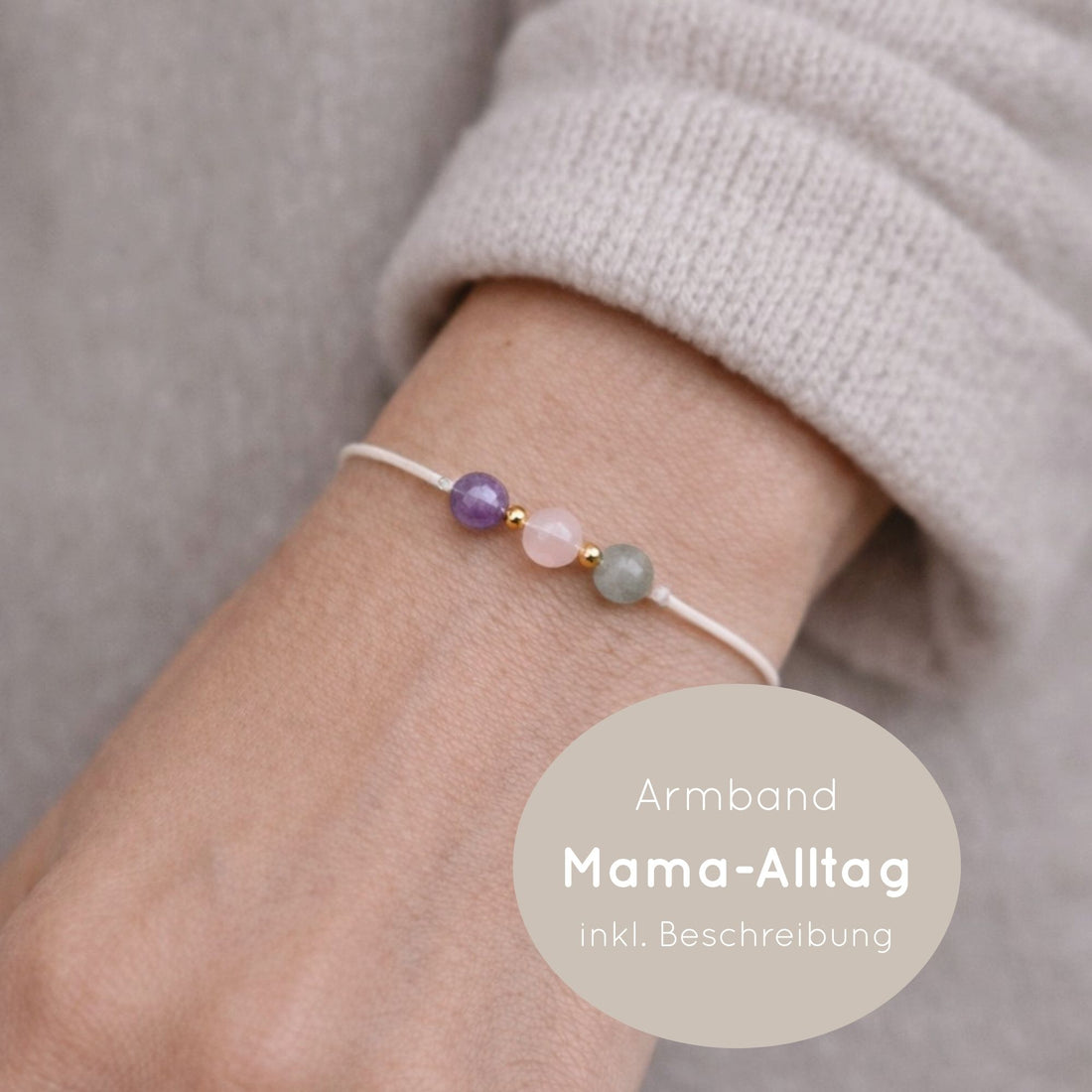 Natursteinarmband „Mama-Alltag“ – mit Amethyst, Rosenquarz&amp; Aventurin