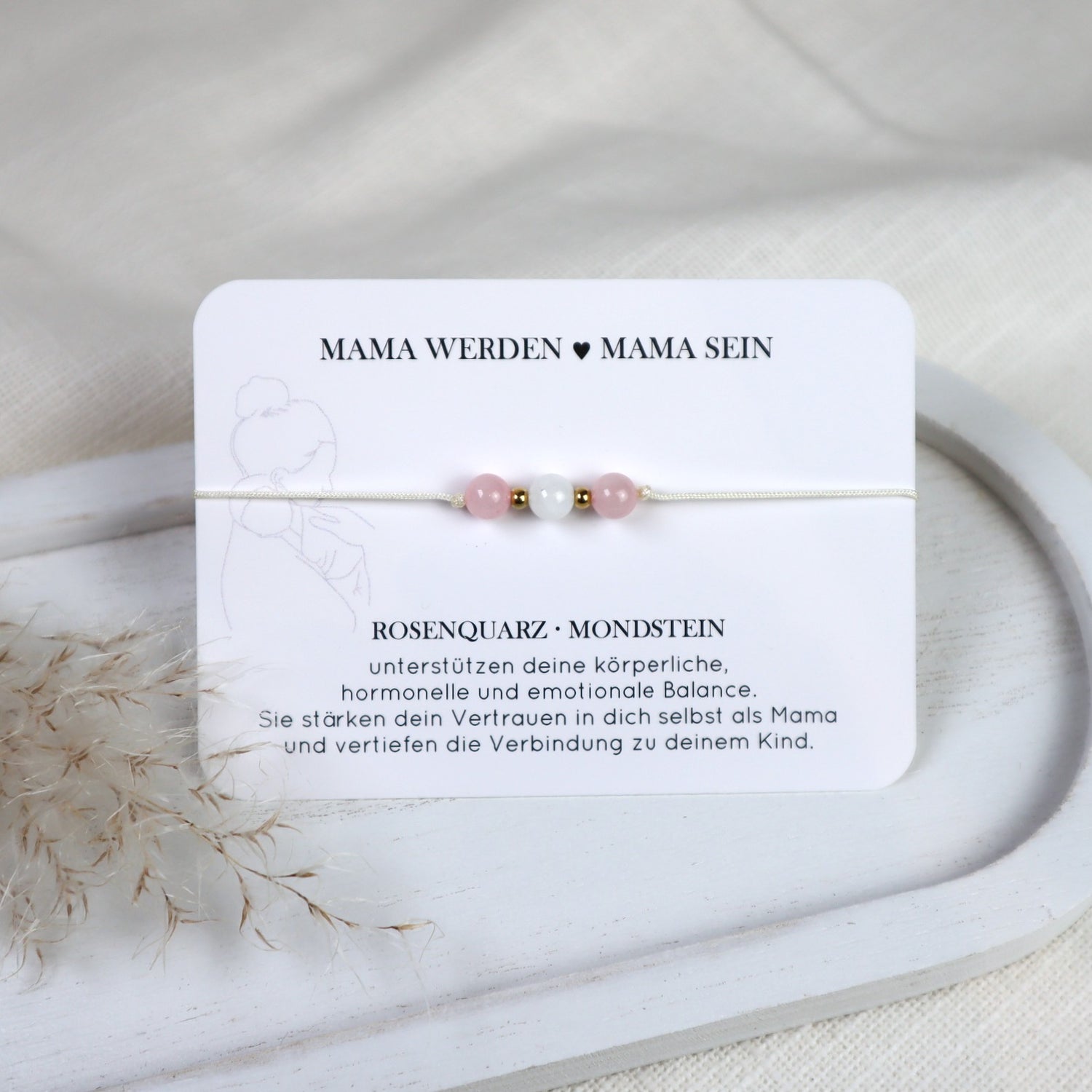 Natursteinarmband „Mama werden - Mama sein“ | Für frischgebackene Mamas