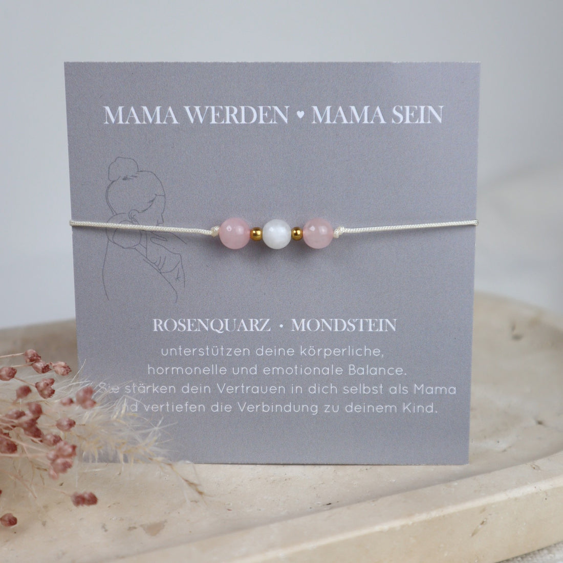 Natursteinarmband „Mama werden - Mama sein“ | Für frischgebackene Mamas