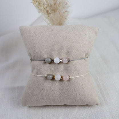 Natursteinarmband „Mom to be“ – mit Achat, Mondstein &amp; Rosenquarz